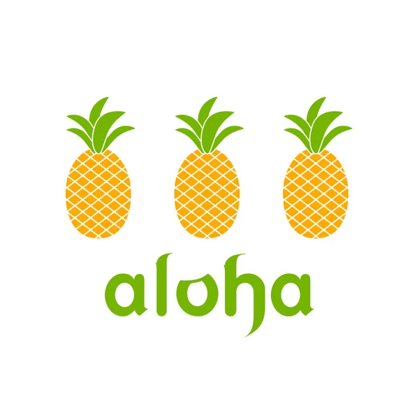 Three Vector Pineapples Aloha Logo — Stock Vector
