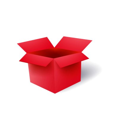 Beyaz arkaplanda kırmızı açık hediye kutusu izole edildi