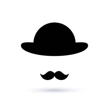Retro şapka ve bıyık. Retro biçimi, vektör çizimi.