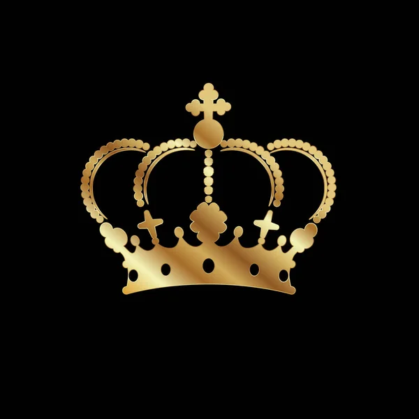 Golden Crown Graphic Design Logo Black Background — Stock Vector