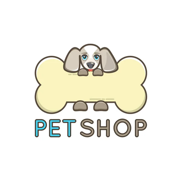 Cão Com Osso Ilustração Vetorial Logotipo Loja Projeto Original Dos — Vetor de Stock