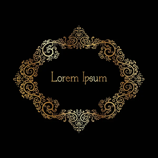 Süslemeli vektör. Siyah arka planda süslemeli altın sarısı çiçekli elementler. Klasik tarzda hem de. Tebrik kartı ve lazer kesim için kullanabilirsiniz..