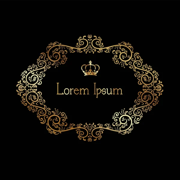 Süslemeli vektör. Siyah arka planda süslemeli altın sarısı çiçekli elementler. Klasik tarzda hem de. Tebrik kartı ve lazer kesim için kullanabilirsiniz..