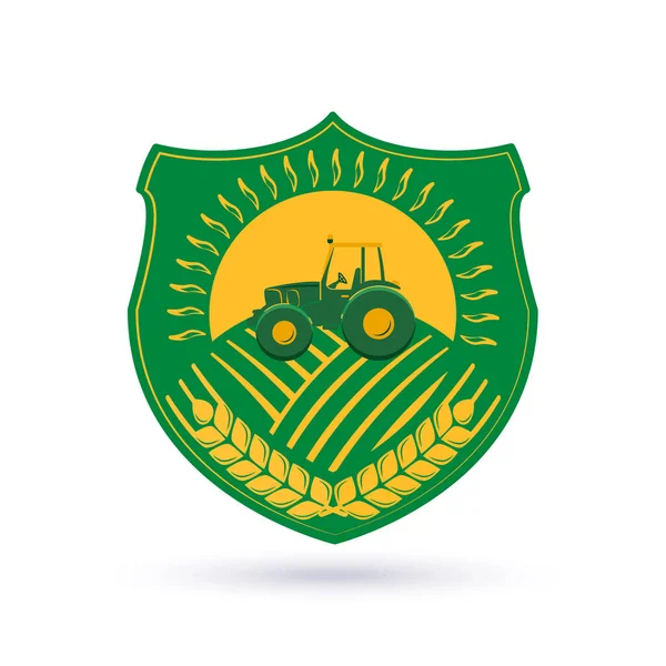 Trator Agrícola Campo Emblema Empresa Agrícola — Vetor de Stock