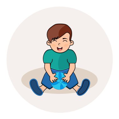 Taşaklı mutlu çocuk. Vektör illüstrasyonu.