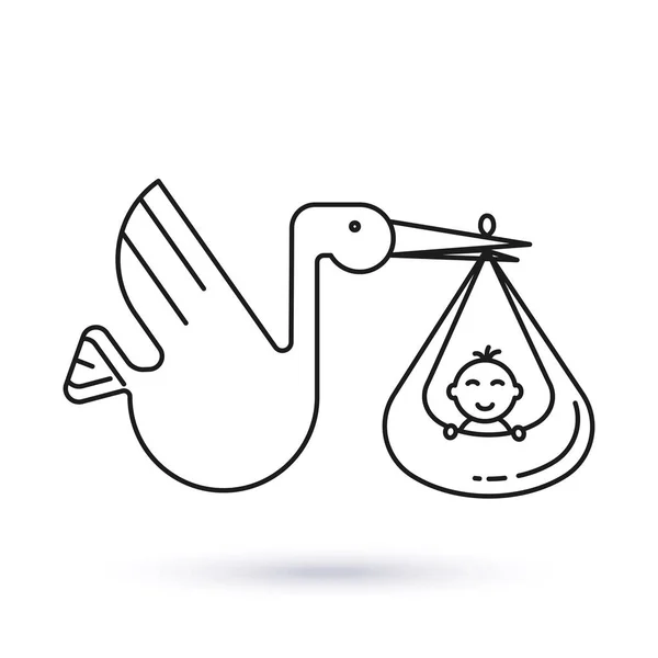 Ilustrações Uma Cegonha Com Bebê Logotipo Vetor Hospital Maternidade Logotipo Gráficos De Vetores