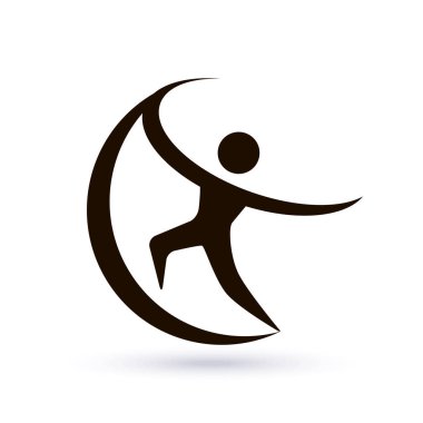 Spor - vektör logosu çizimi. Sörfçü logosu. İnsan minimalist logosu.