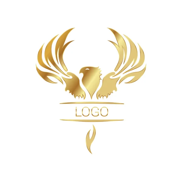 Águia Logotipo Pássaro Dourado Ilustração Vetorial — Vetor de Stock