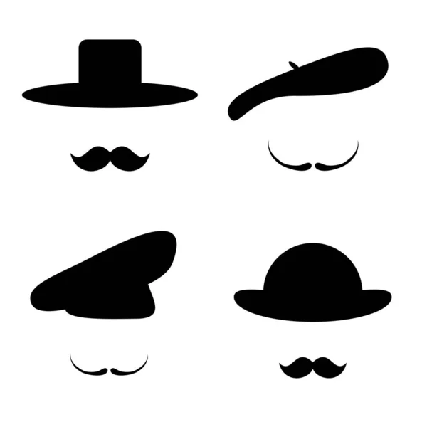 Chapéu Retrô Bigode Estilo Retrô Ilustração Vetorial — Vetor de Stock