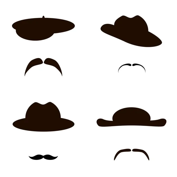 Retro Set Hat Mustache Retro Style Vector Illustration — Stock Vector