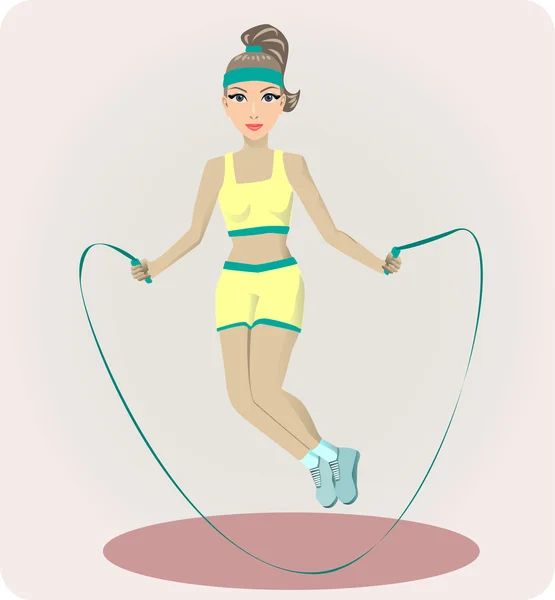 Athletic girl with a skipping rope