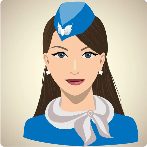 Stewardess egységes nő portréja — Stock Vector