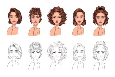 Moda renginde kadın saç kesimi seti, ön manzara