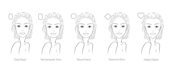 Set Von Frauen Gesichter Verschiedener Formen Vorlage Illustration Vektorgrafiken