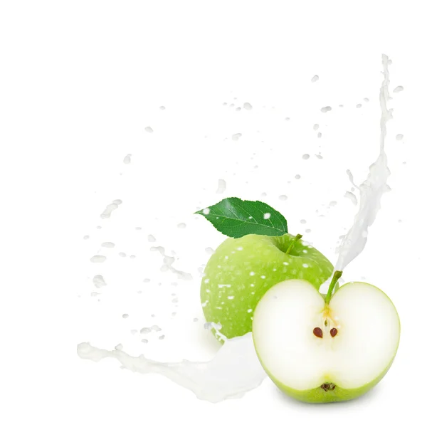 Milchspritzer Apfel — Stockfoto
