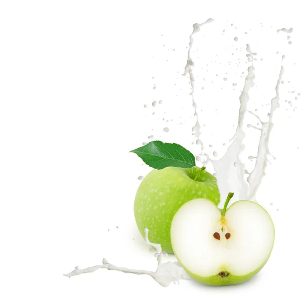Süt splash elma — Stok fotoğraf