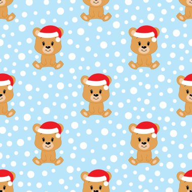 Tatlı çizgi film ayısı. Vektör çizimi. Kusursuz desen. Noel..