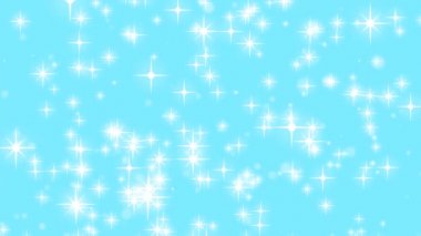 Yıldız tozu. Mavi arka planda birçok parıltı var. Noel.