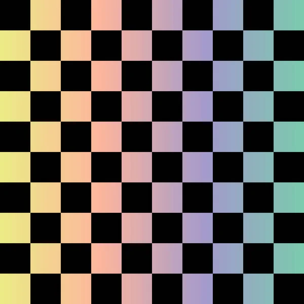 黒と虹の正方形のシームレスなパターン ベクターイラスト — ストックベクタ