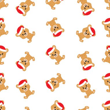 Tatlı çizgi film ayısı. Vektör çizimi. Kusursuz desen. Noel.