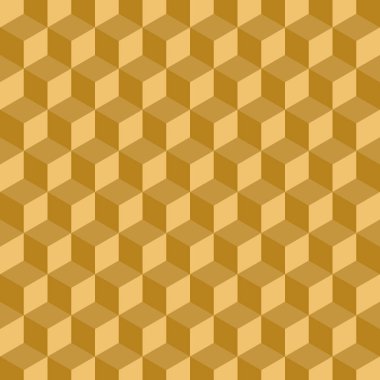 Altın geometrik 3d küp deseni. Soyut arkaplan.