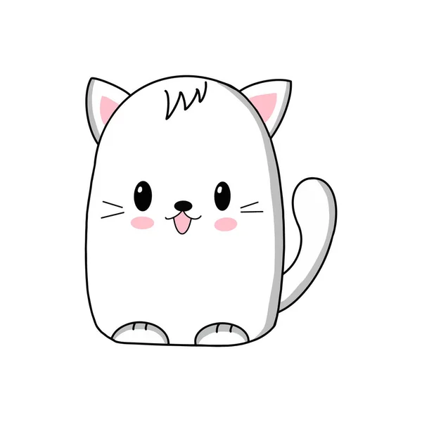 Charmant Chat Kawaii Illustration Vectorielle — Image vectorielle