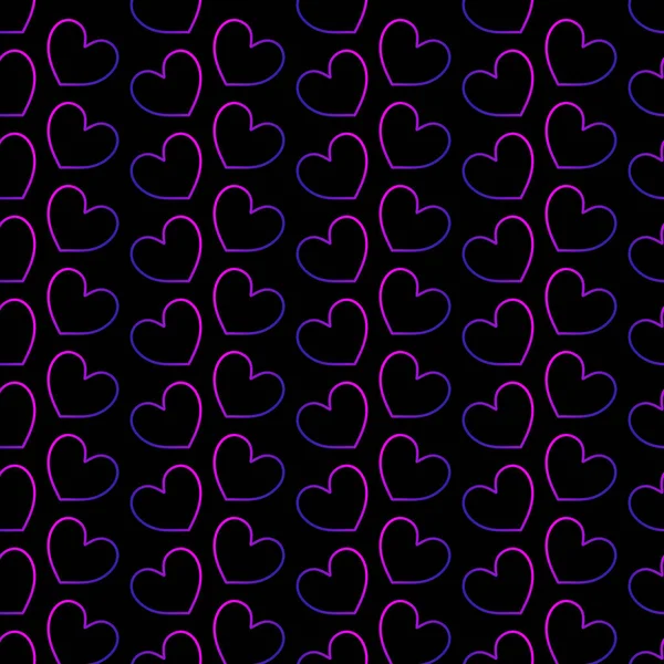 Gradient Hearts Pattern Black Background Vector — Stock Vector