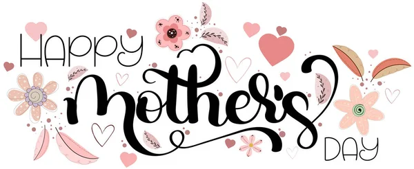 Feier Happy Mother Day Kalligraphie Vektor Mit Blumen Und Blättern — Stockvektor