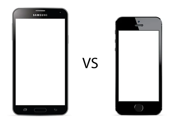 Samsung Galaxy S5 vs Phone mirip dengan iphone - Stok Vektor