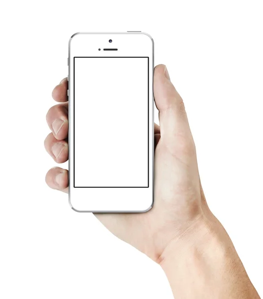 White smart phone in hand — Stock Photo, Image