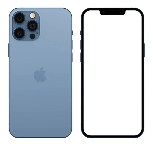 Iphone Pro Kolorze Sierra Blue Pusty Szablon Ekranu — Zdjęcie stockowe