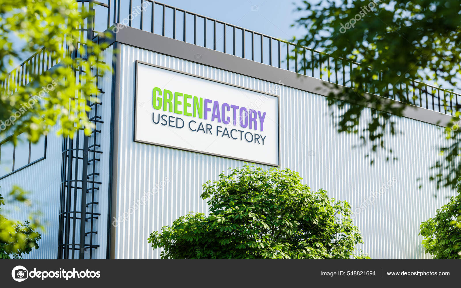 Used Car Factory Concept Ecological Green Factory Manufacturer's Hall