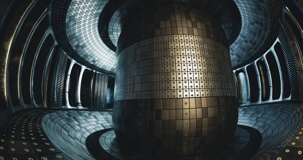 Reaktor Fuzyjny Komora Toroidalna Cewką Magnetyczną Urządzenie Przeprowadzania Kontrolowanej Reakcji — Zdjęcie stockowe