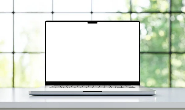 Macbook Pro Blank Screen Inch Apple Max Chip Modern Frame —  Fotos de Stock