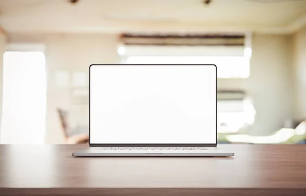 Laptop Met Een Leeg Scherm Zonder Frame Tafel Render — Stockfoto