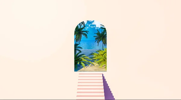 Stairs Heaven Concept Paradise Beach End Stairs Illustration — Foto Stock