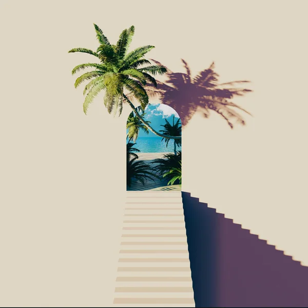 Stairs Heaven Concept Paradise Beach End Stairs Illustration — ストック写真