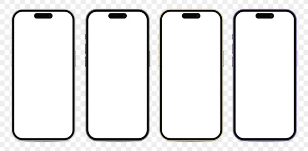 Vector Iphone Pro Set Med Blank Transparent Bakgrund Transparens Finns — Stock vektor