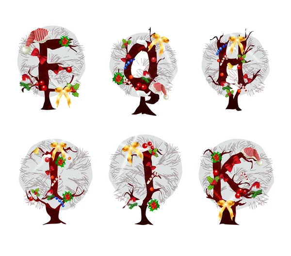 Alphabet de Noël et chiffres fixés — Image vectorielle