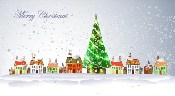 Noel şehir arka planda