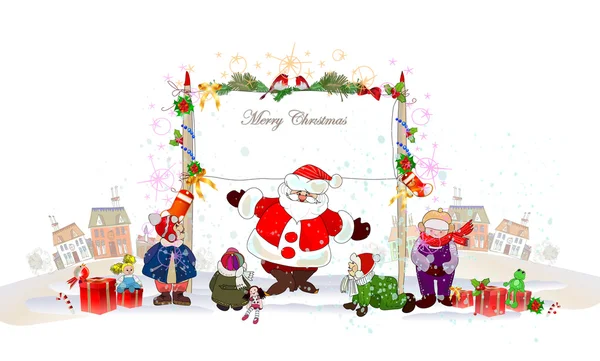 Jul bakgrund med santa — Stock vektor