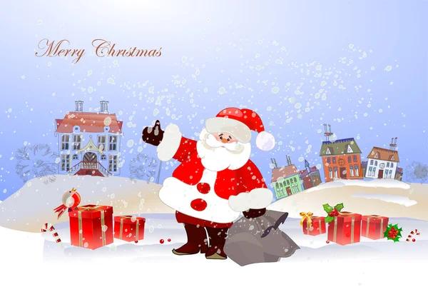 Christmas background with Santa — Stock Vector