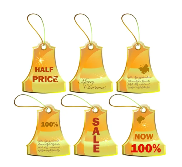 Christmas sale golden tags — Stock Vector