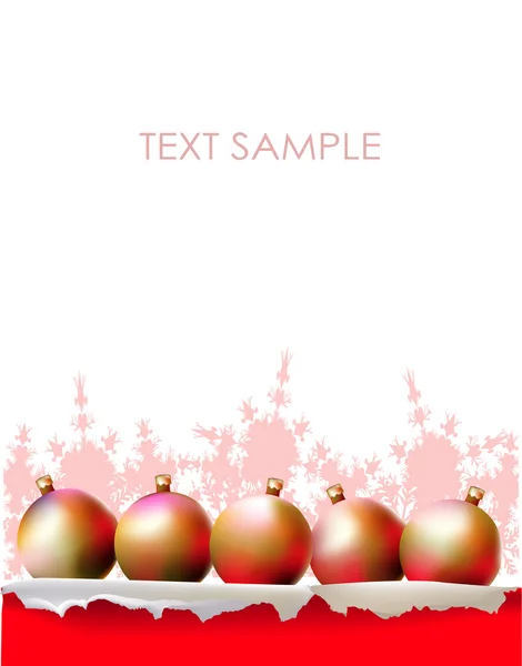 Christmas background with balls and ripped paper effect — Stock Vector