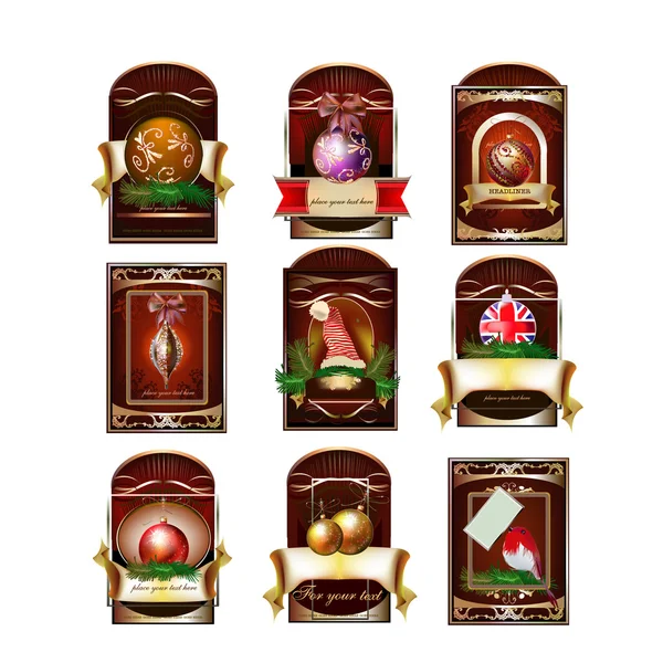 Christmas label set vector — Stock Vector