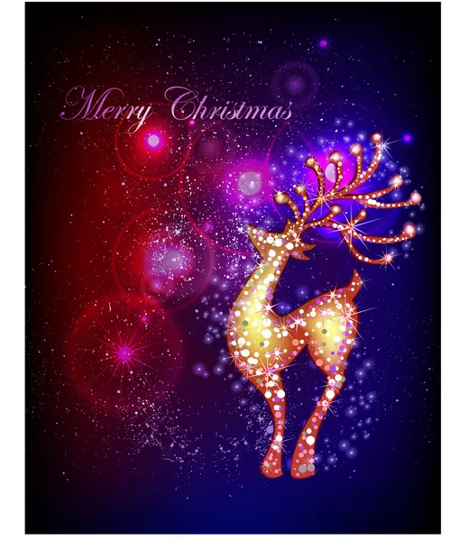 Christmas background neon reindeer — Stock Vector