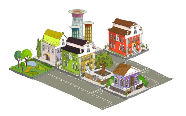 3D zestaw ikon miasta — Wektor stockowy