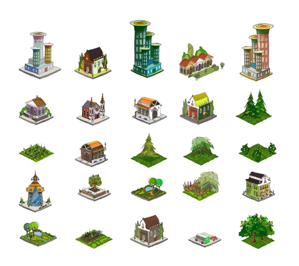 3D city icons set — Stock Vector