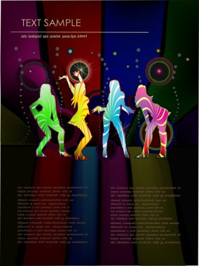 Web page template with dancing girls clipart