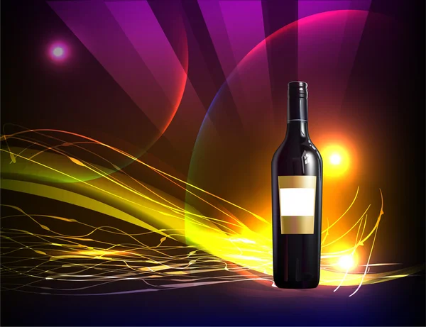 Realistické láhev vína proti abstraktní pozadí — Stockový vektor